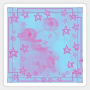 Chloe Bear Pink Hearts Sticker